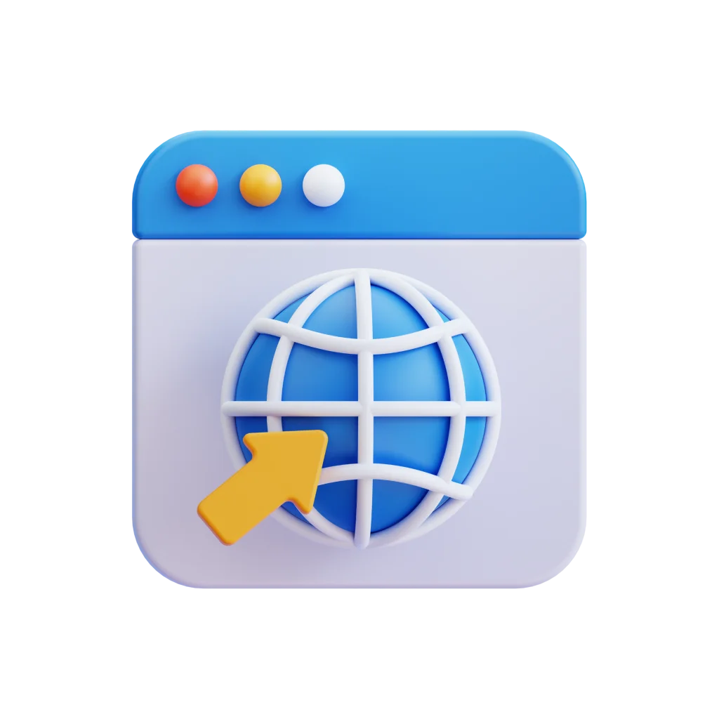 Web browser icon with a globe representing website and web services